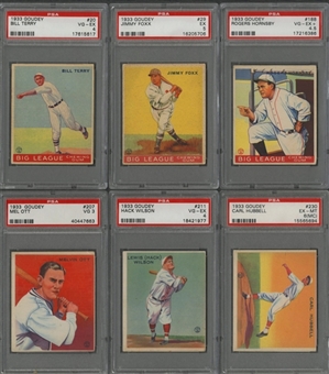 1933 Goudey Hall of Famers PSA-Graded Collection (6 Different) 